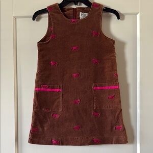 Lilly Pulitzer Vintage Brown 🐴 Shift Corduroy Dress Embroidered With Horses, EUC